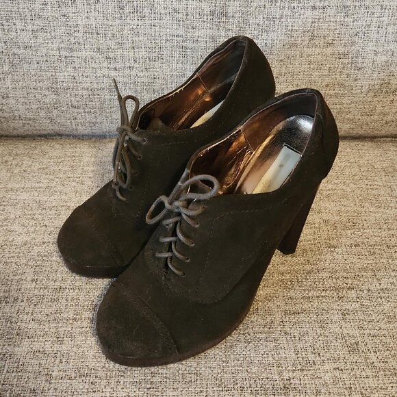 Spiegel Brown Suede Heeled Ankle Boots - Picture 2 of 5